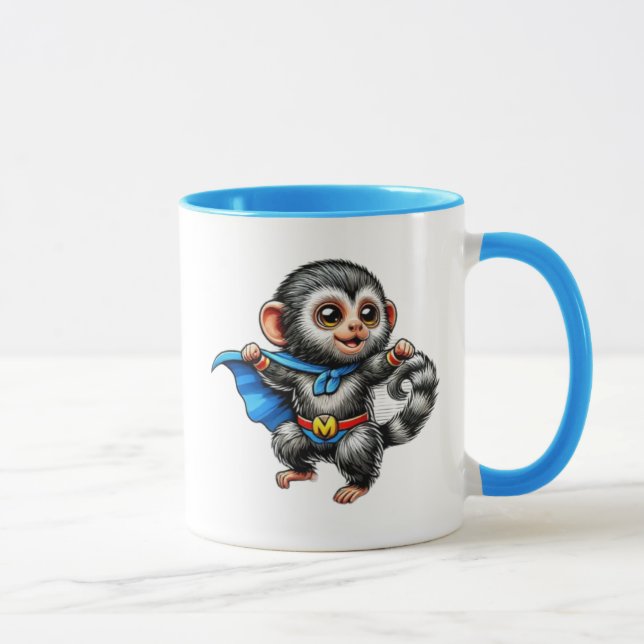 Petit singe super-héros tout mignon. mugg (Höger)
