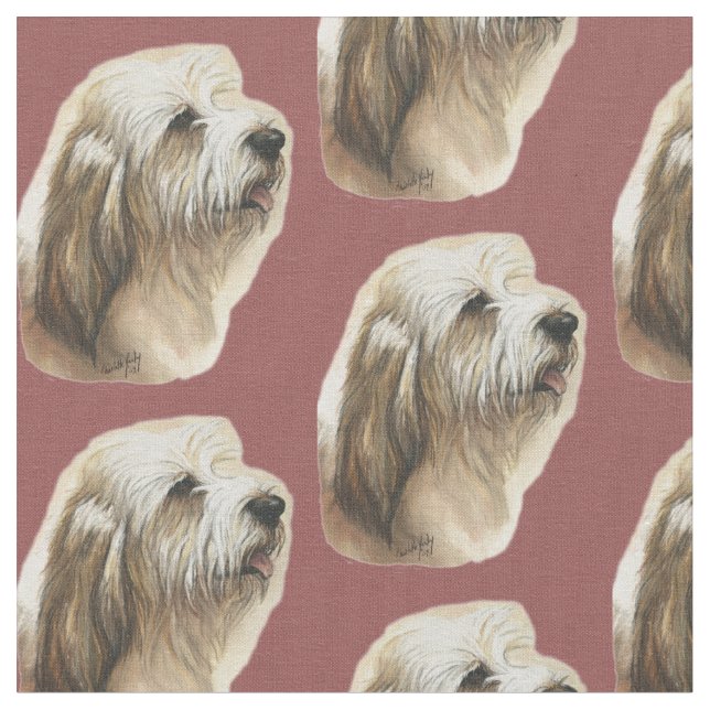 Petite Basset Griffon Vendeen Hund Art Fabric Tyg (Närbild)