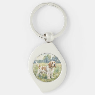 Petite Basset Griffon Vendeen - PBGV Swirl Silverfärgad Nyckelring