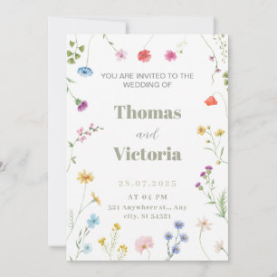 Petite Blommigt Watercolor bröllopsinbjudan Inbjudningar