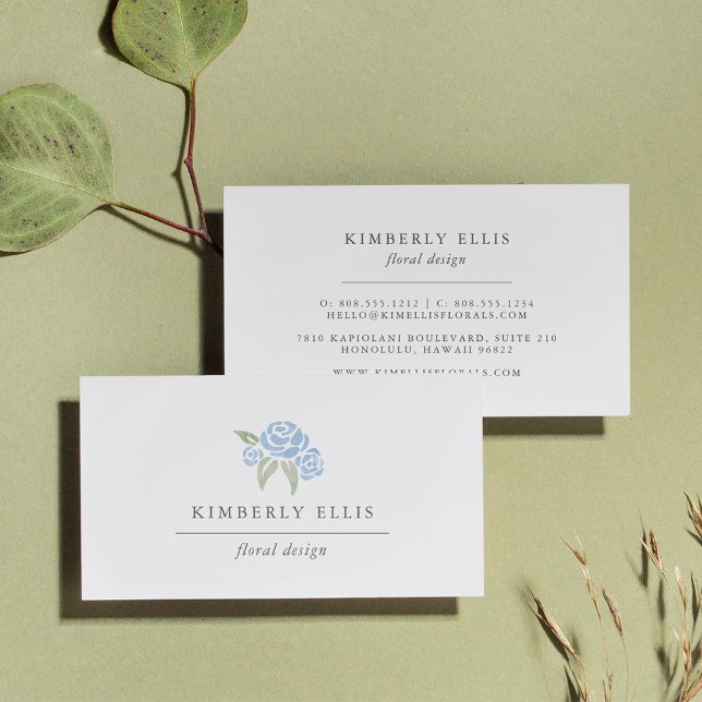 Petite Bouquet | Blommigt för blå vattenfärg Visitkort (Skapare uppladdad)