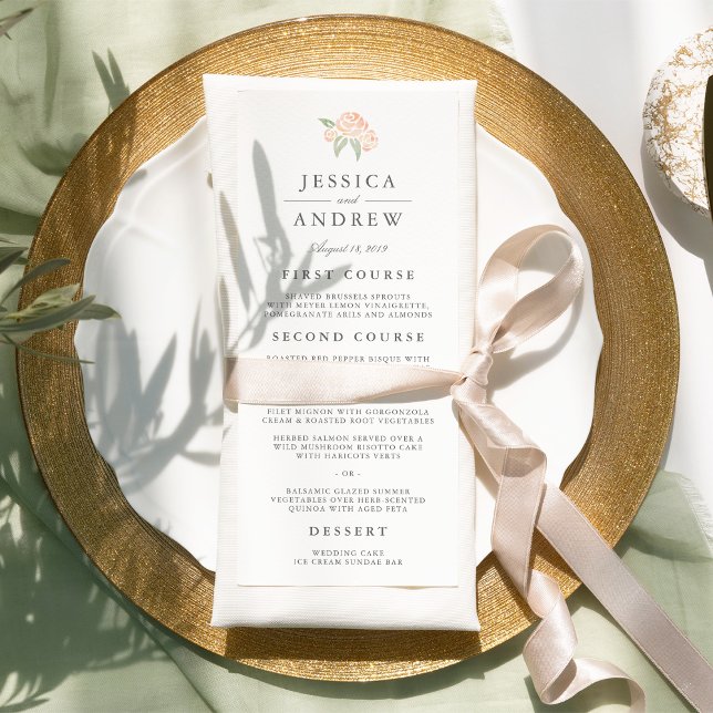 Petite Bouquet Bröllop Menu-kort | Persikor Meny (Skapare uppladdad)