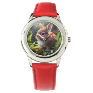 "Petite Charm: The Brown and White Dwarf Bunny" Armbandsur