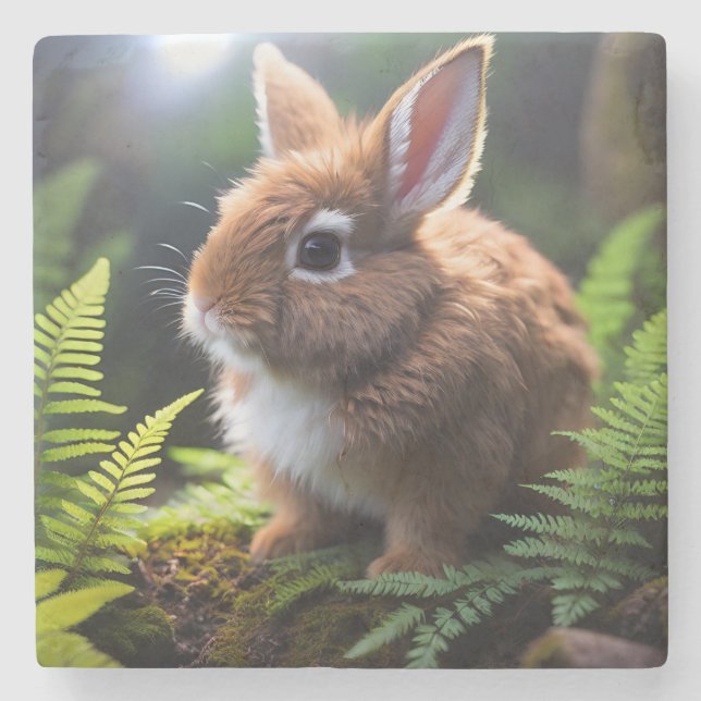 "Petite Charm: The Brown and White Dwarf Bunny" Stenunderlägg (Framsidan)