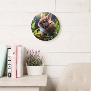 "Petite Charm: The Brown and White Dwarf Bunny" Stor Klocka