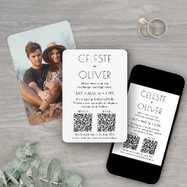 Petite Chic Deco All-in-One QR Codes Photo Bröllop Inbjudningar