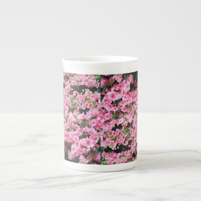 Petite Coffee Kopp med Blommigt Design Benporslin Mugg (Framsidan)