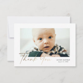 Petite Elegant Guld Script Baby Photo Tack Kort