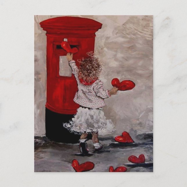 Petite fille postant des coeurs vykort (Framsida)