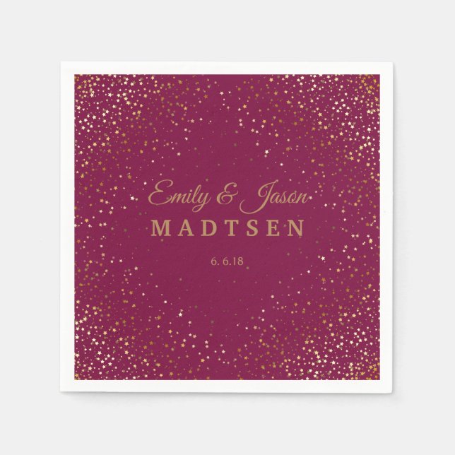Petite Golden Stars Bröllop Pappra Napkins Pappersservett (Framsidan)