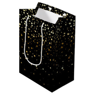 Petite Golden Stars Gift Bag i Black