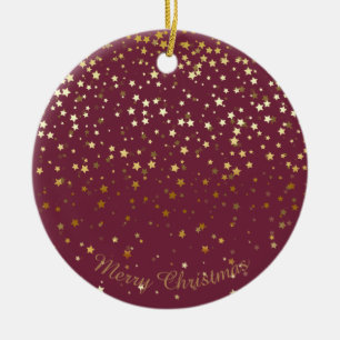 Petite Golden Stars jul Ornament Plum