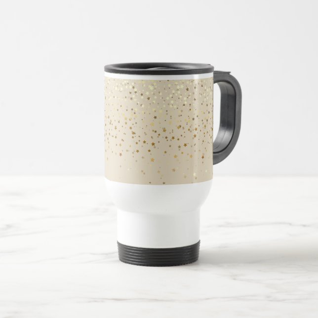 Petite Golden Stars Travel Coffee Mug-Beige Resemugg (Framsida höger)