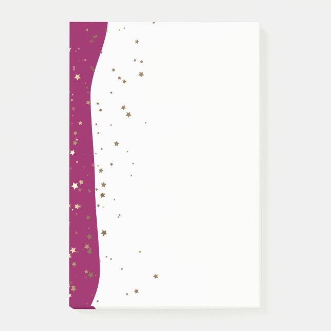 Petite Golden Stars Wave Post-it-Notes-Raspberry Post-it Block (Framsida)