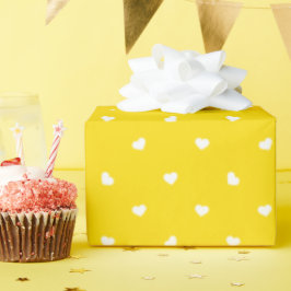 Petite Hearts on Bright Gult Wrapping Papper Presentpapper