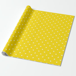 Petite Hearts on Bright Gult Wrapping Papper Presentpapper
