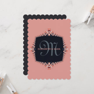 Petite Orchid Rosa Monogram bröllopsinbjudan Inbjudningar