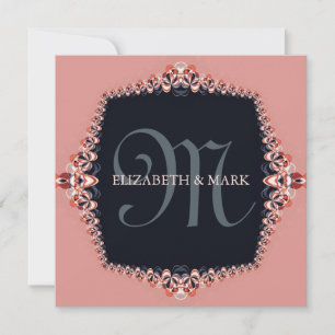 Petite Orchid Rosa Monogram bröllopsinbjudan Inbjudningar