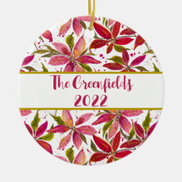 Petite Poinsettias Anpassade Ceramic Ornament