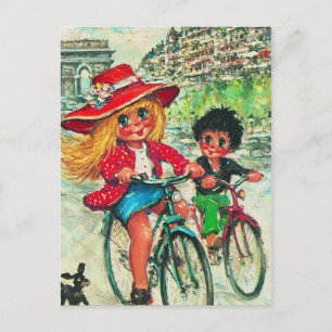 Petits Poulbots à vélo 2 Vykort