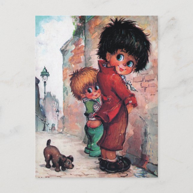 Petits Poulbots pipi Vykort (Framsida)