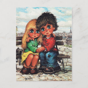 Petits Poulbots sur un banc Vykort
