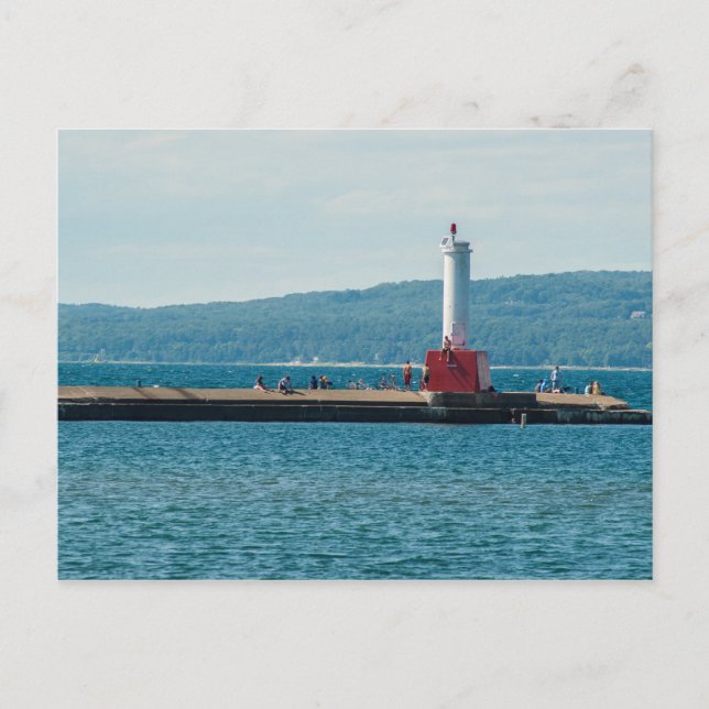 Petoskey Pierhead Lighthouse, Petoskey, Michigan Vykort (Framsida)