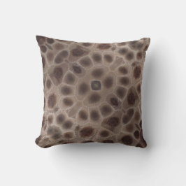 Petoskey Stone brunfossila mönster Kudde
