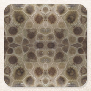Petoskey Stone michigan state stone fossil Underlägg Papper Kvadrat