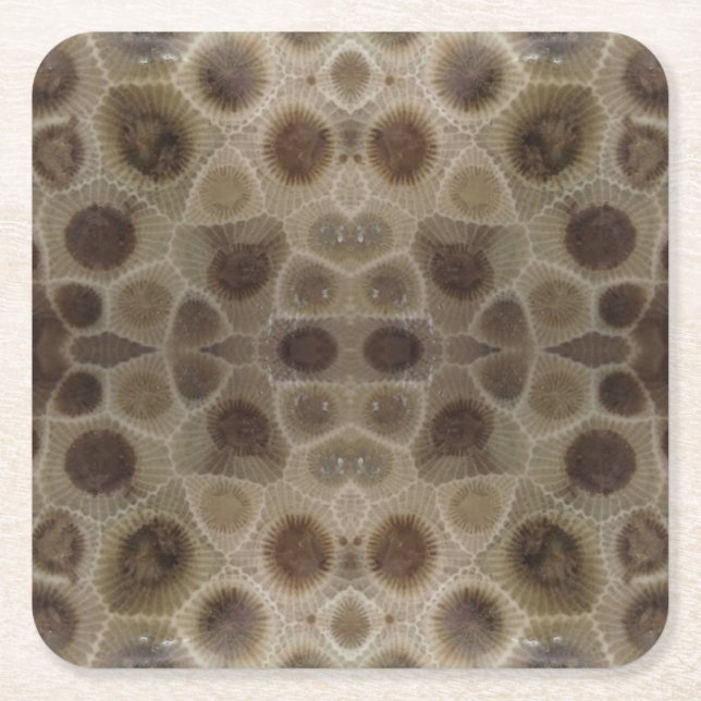 Petoskey Stone michigan state stone fossil Underlägg Papper Kvadrat (Framsidan)