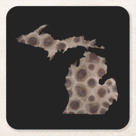 Petoskey Stone michigan state stone fossil Underlägg Papper Kvadrat
