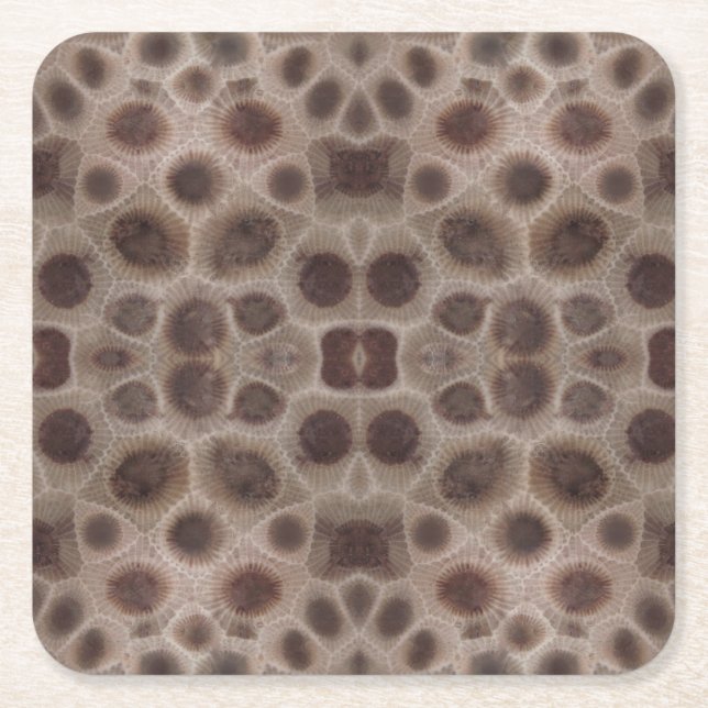 Petoskey Stone michigan state stone fossil Underlägg Papper Kvadrat (Framsidan)