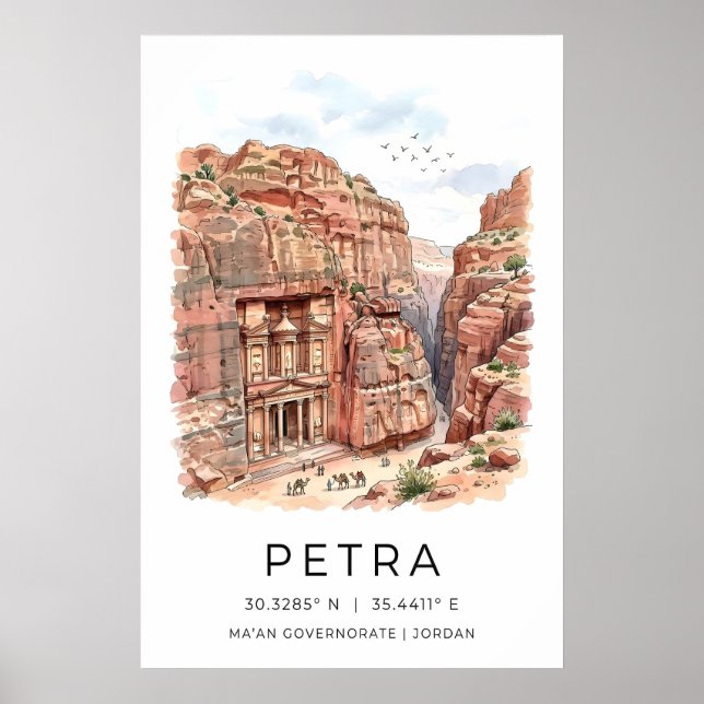 Petra Art Print, Canyon Scene, Treasury Facade Poster (Framsidan)