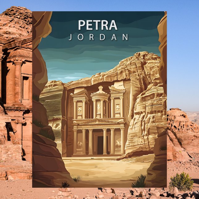 Petra Jordan Ancient Rose City Al-Khazneh Vykort (Petra Jordan Ancient Rose City Al-Khazneh Postcard)