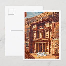 Petra Jordan Artistic Travel Illustration Vykort