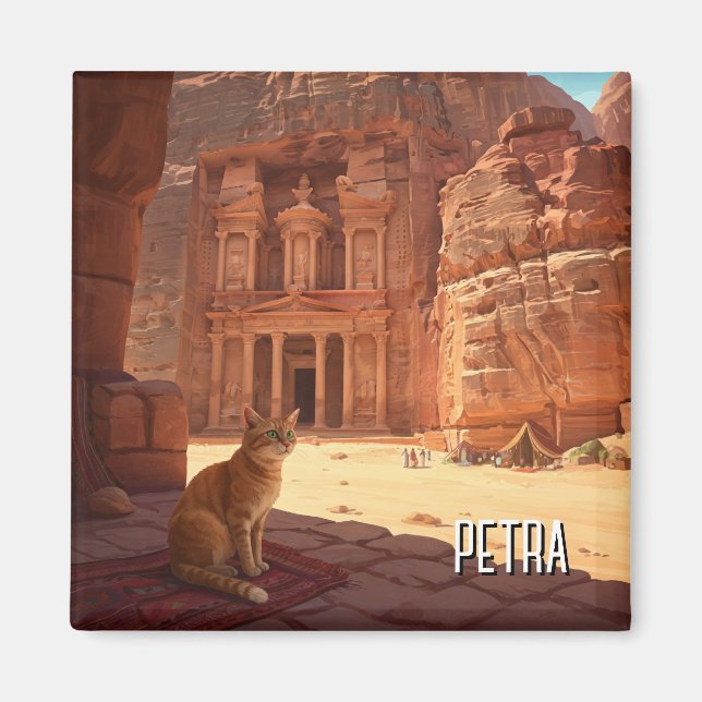 Petra Jordan Cat Travel Magnet (Framsidan)