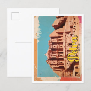 Petra Jordan Pop Art Travel Illustration Vykort