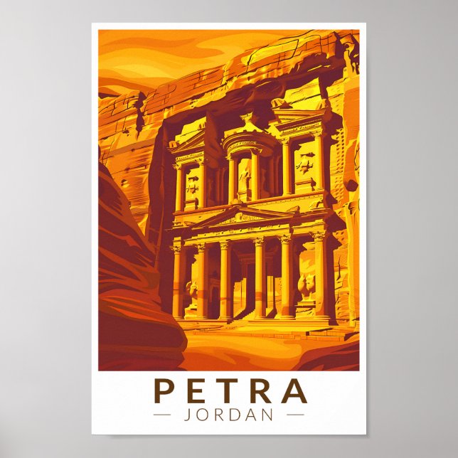 Petra Jordan Sunset Travel Art Vintage Poster (Framsidan)
