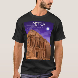 Petra Jordan Vintage Minimal Travel Poster i Nigh T Shirt