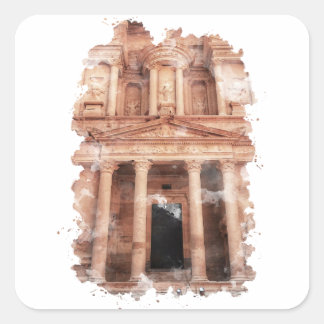 Petra Jordan Watercolor Art Fyrkantigt Klistermärke