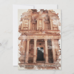 Petra Jordan Watercolor Art Postcard Tack Kort