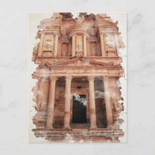Petra Jordan Watercolor Art Vykort