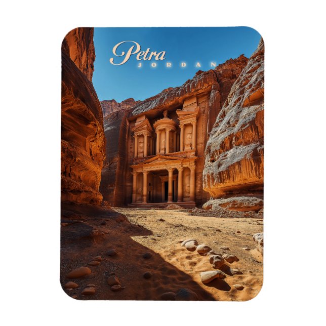 Petra, Jordanien: Iconic Red Sten Temple Magnet (Vertikal)