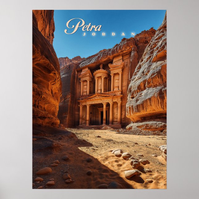 Petra, Jordanien: Iconic Red Sten Temple Poster (Framsidan)