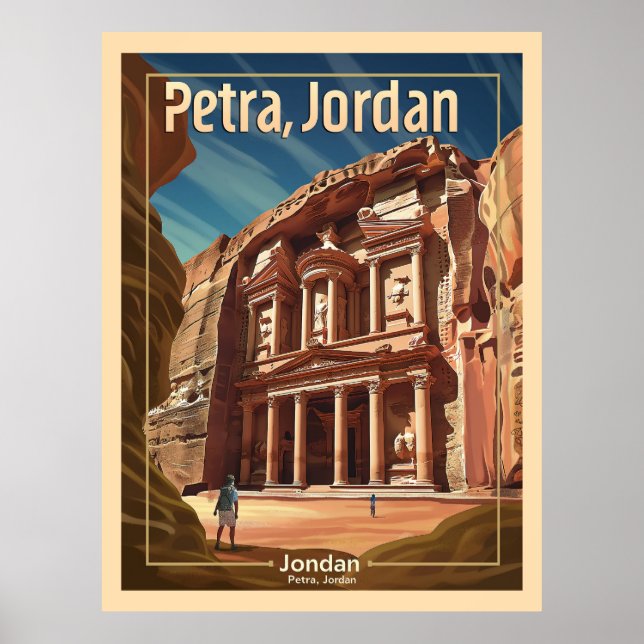 Petra, Jordanien Vintage resor Poster (Framsidan)