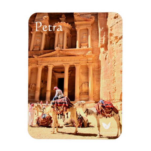 Petra - Treasury och camels - kylmagnet Magnet (Vertikal)