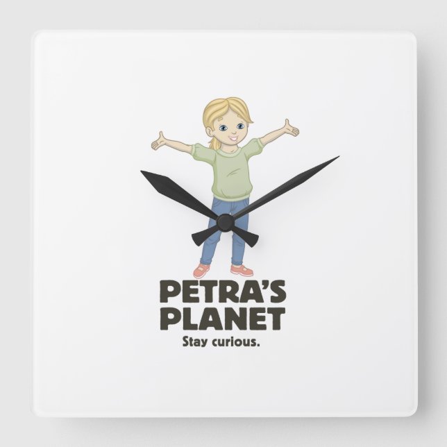 Petra's Planet Wall Clock Fyrkantig Klocka (Framsida)