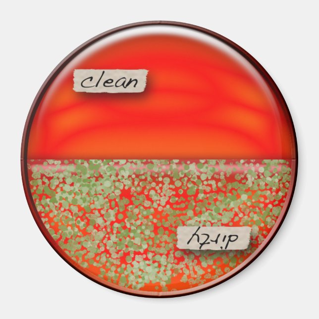 Petri Dish Clean / Dirty Dishwasher Magnet (Framsidan)