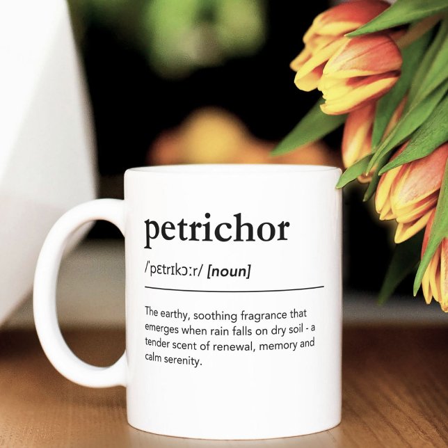 Petrichor Definition Rain Älskare Home Decor Gift Kaffemugg (Skapare uppladdad)