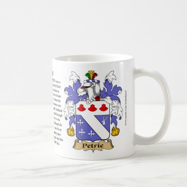Petrie, ursprung, det menande och vapenskölden kaffemugg (Höger)